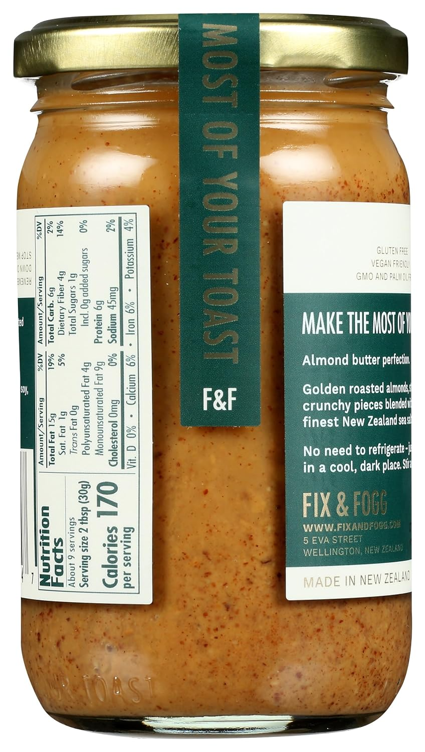 Fix and Fogg Crunchy Almond Butter, 10 Oz