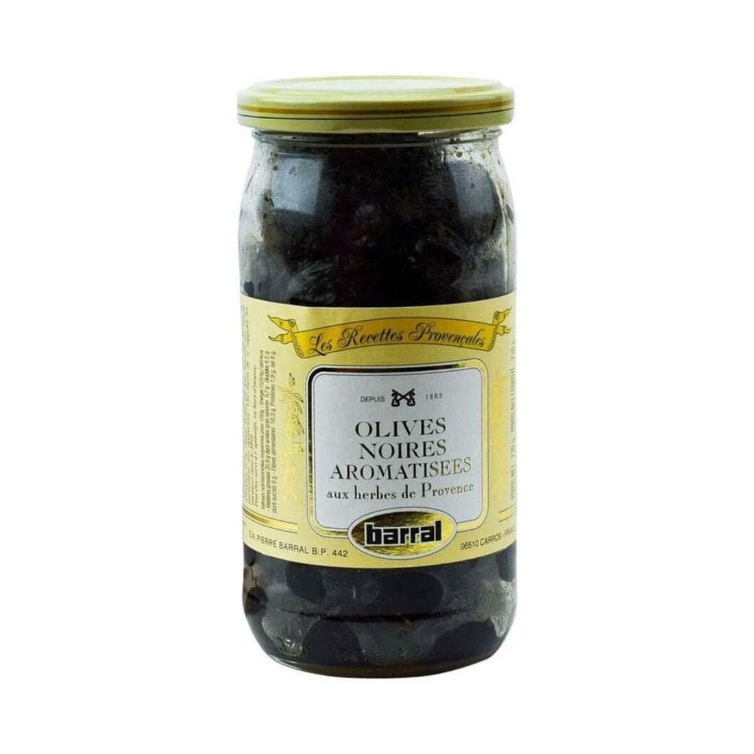 Barral French Cured Black Olives with Herbes de Provence 7 oz - Strabella