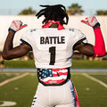 Battle Sports Novelty Football Back Plate - Lower Backplate for Shoulder Pads - Rear Back Protector Hard Outer Shell & Contoured Foam for Kids & Adults - Strabella