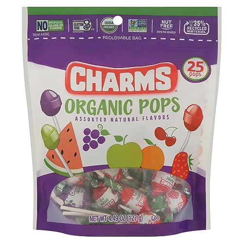 Charms, Assorted Organic Pops, 4.49 Ounce, 25 Count - Strabella