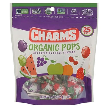 Charms, Assorted Organic Pops, 4.49 Ounce, 25 Count - Strabella