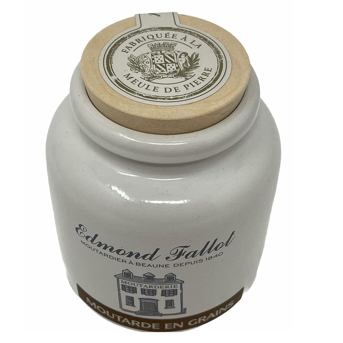 Edmond Fallot Old Fashion Grain Mustard Stone Jar - 8.8 Ounces - Strabella