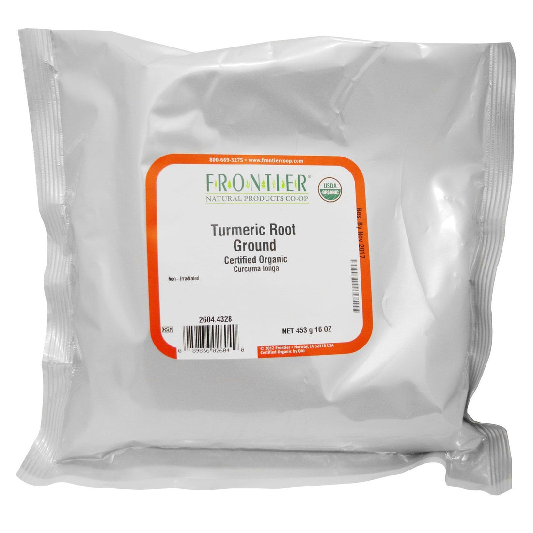 Frontier Co - op Organic Ground Turmeric Root - 1 lb (Pack of 2) - Strabella