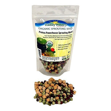 Handy Pantry Sprouting Seeds Organic Protein Powerhouse Blend (Adzuki, Garbonzo, Mung Bean & Snow Pea) 8 oz. - Strabella