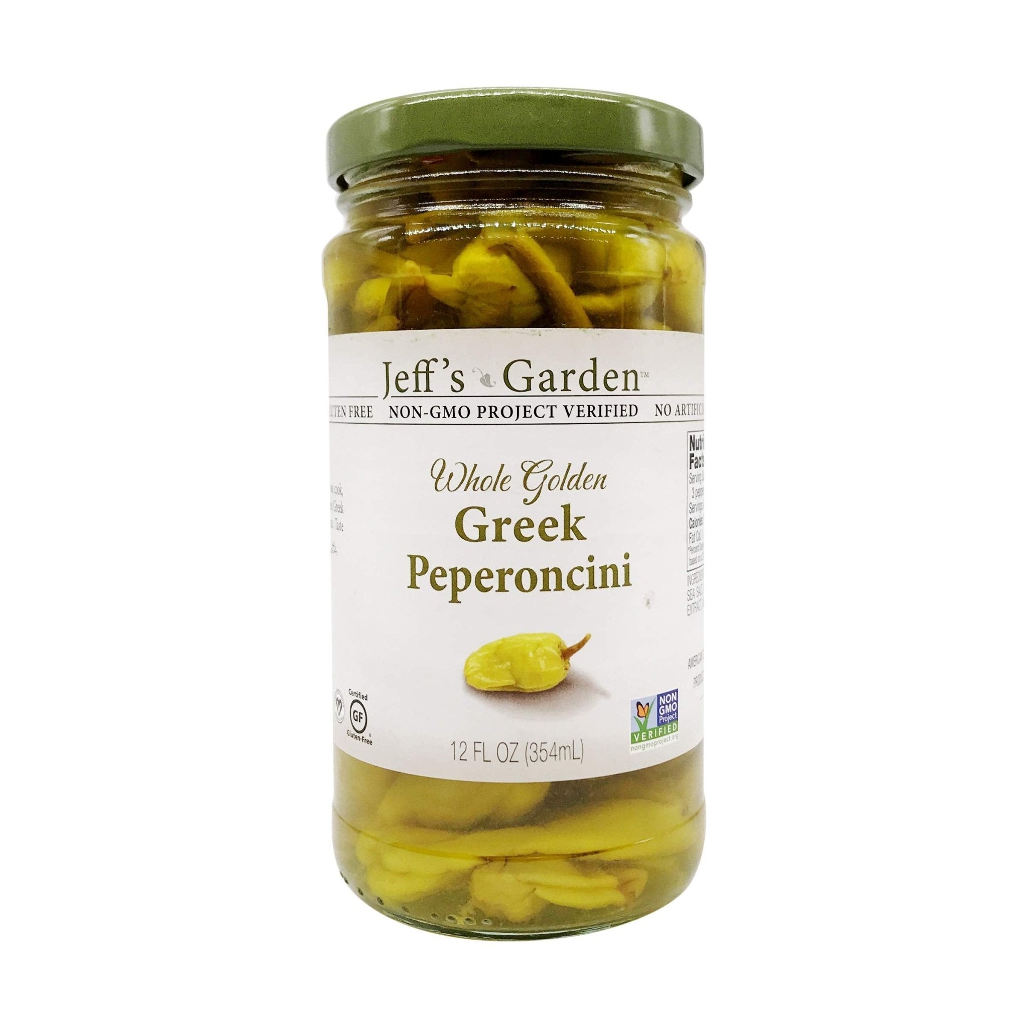 Jeff's Garden, Greek Peperoncini Golden Whole, 12 Ounce - Strabella