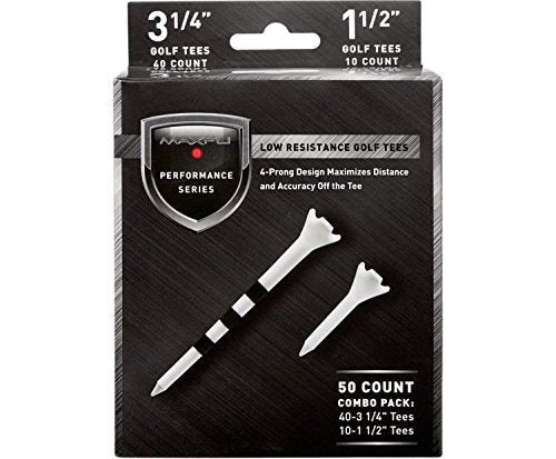Maxfli Performance Series Low Resistance 3.25" & 1.5" White Golf Tees - 50 Pack - Strabella