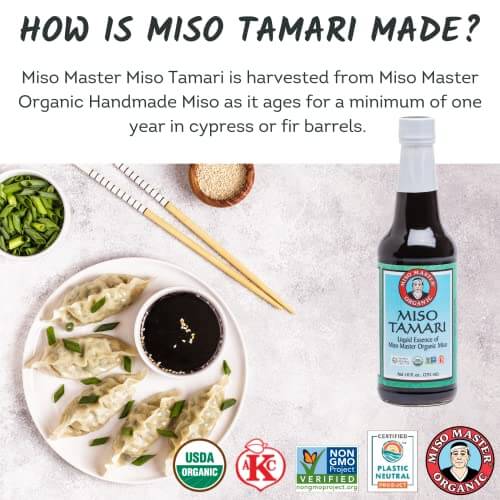 Miso Master Organic Miso Tamari, Wheat - Free Soy Sauce, USDA Organic, Vegan, Kosher, Non - GMO, No Added Sugar, Alcohol or Preservatives, 10 oz bottle (pack of 1) - Strabella