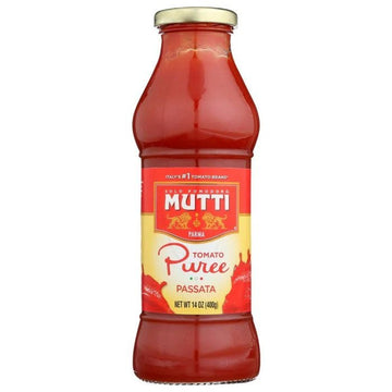 Mutti — 24.5 oz. Tomato Puree with Fresh Basil (Passata con Basilico) from Italy’s #1 Tomato Brand. Sweet and velvety for recipes calling for Pureed Tomatoes - Strabella