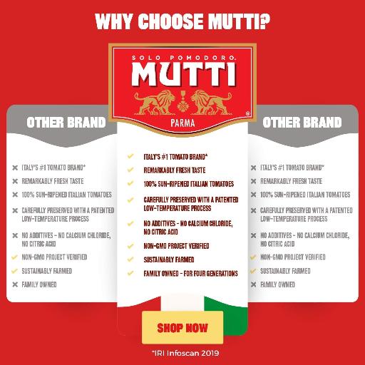 Mutti — 24.5 oz. Tomato Puree with Fresh Basil (Passata con Basilico) from Italy’s #1 Tomato Brand. Sweet and velvety for recipes calling for Pureed Tomatoes. - Strabella