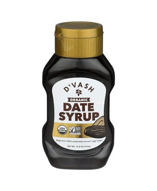 Organic Date Syrup 1 ingredient 100% Dates | D'Vash Organics | 16.6 oz Squeeze Bottle | California Dates, Non - GMO, Vegan, No Added Sugar, Sugar Substitute, Gluten Free and Kosher | - Strabella