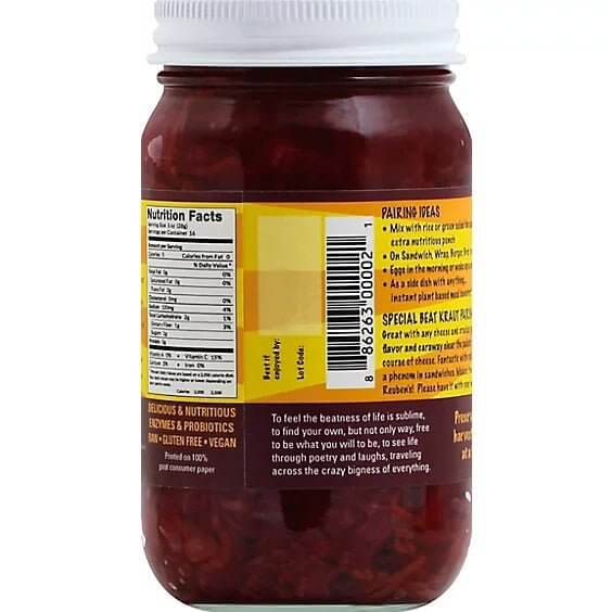 PICKLED PLANET Organic Beat Kraut, 16 oz - Strabella