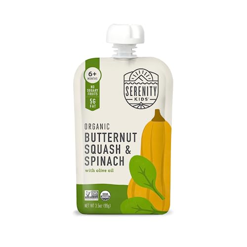 Serenity Kids 6+ Months USDA Organic Veggie Puree Baby Food Pouches | No Sugary Fruits or Added Sugar | Allergen Free | 3.5 Ounce BPA - Free Pouch - Strabella