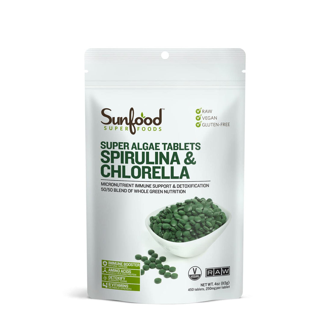 Sunfood Spirulina & Chlorella Tablets, 4 oz - Strabella