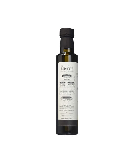 Sutter Buttes Meyer Lemon Infused Extra Virgin Olive Oil – 250ml Artisan Gourmet EVOO, Handcrafted, Cold - Pressed, Unfiltered, and Unrefined with Fresh Lemon Juice - Strabella