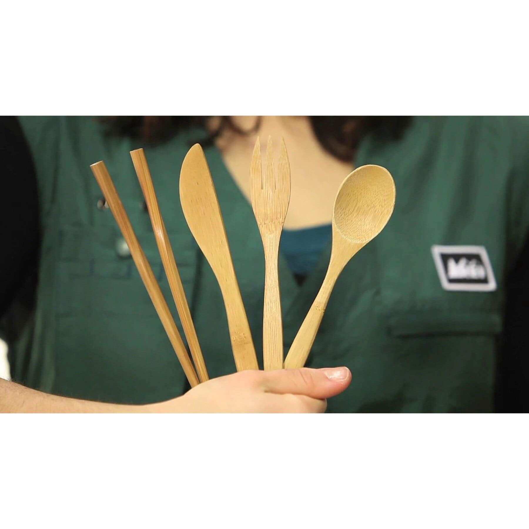 To Go Ware To Go Ware Reusable Bamboo Travel Utensils with Carrying Case & Carabiner Clip | Bamboo Utensils | Eco Friendly - Strabella